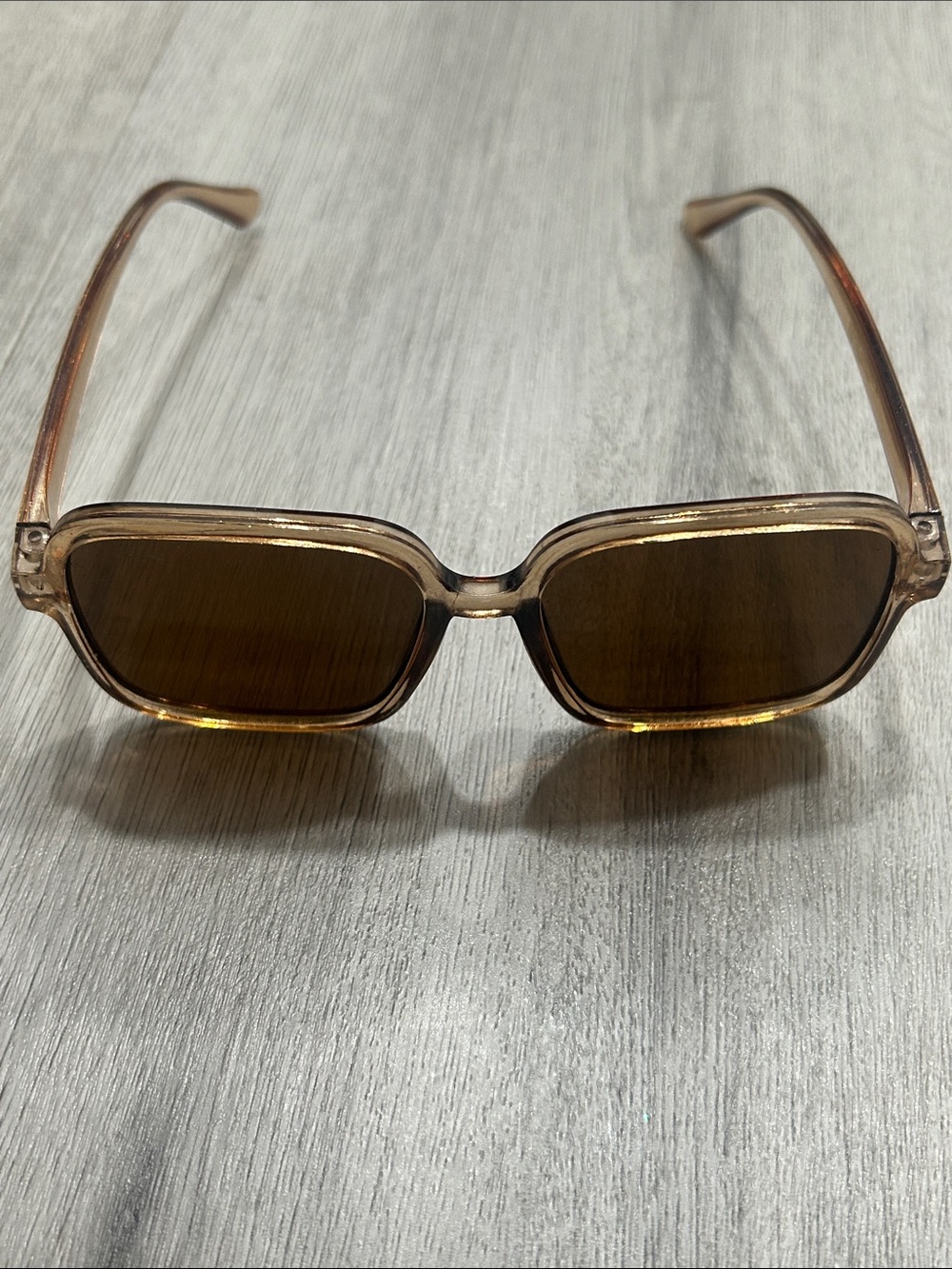 Girls Retro Rectangular Amber Tan Sunglasses